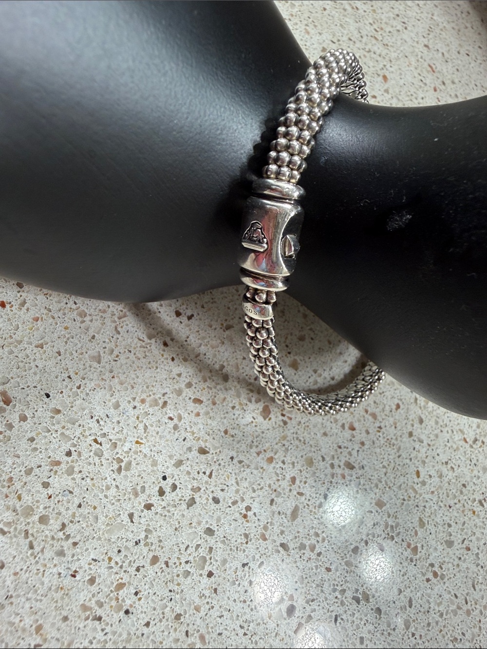 Lagos sterling silver and diamond caviar bracelet - Picture 3 of 6